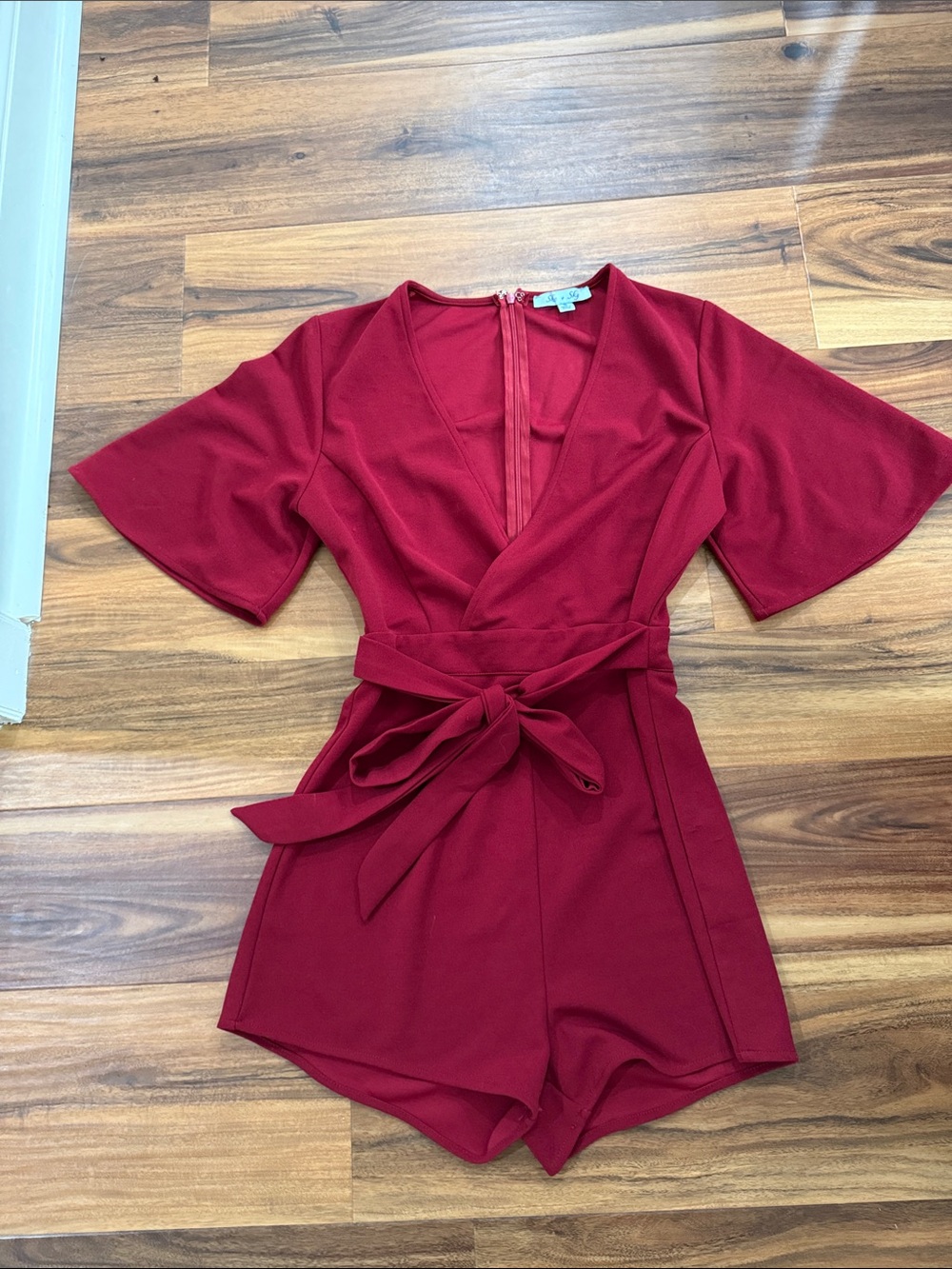 She & Sky Wrap Front Romper in Red Size Small  Like New